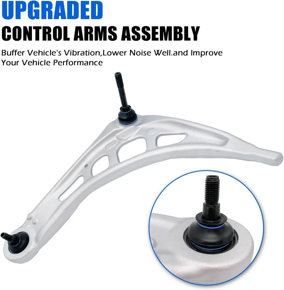 8Pcs Front Suspension Kit, E46 Lower Control Arm w/Bushing Sway Bar Link, Inner