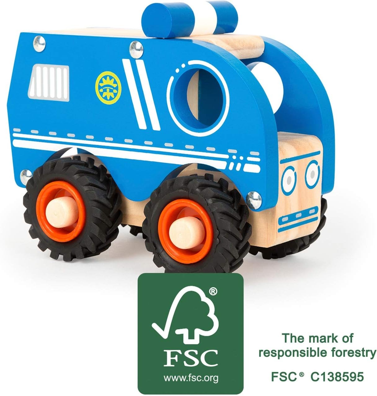 Small Foot 11077 Police car Made of Wood for Children 18 Months and Older, 100%