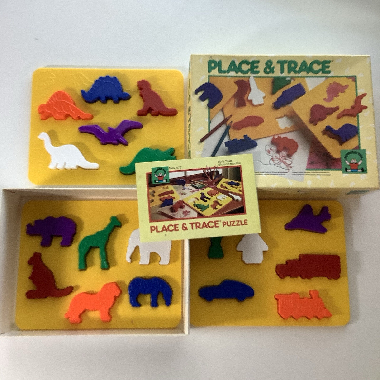 Vintage Discovery Toys Place And Trace Puzzle And Stencil Set From 1984