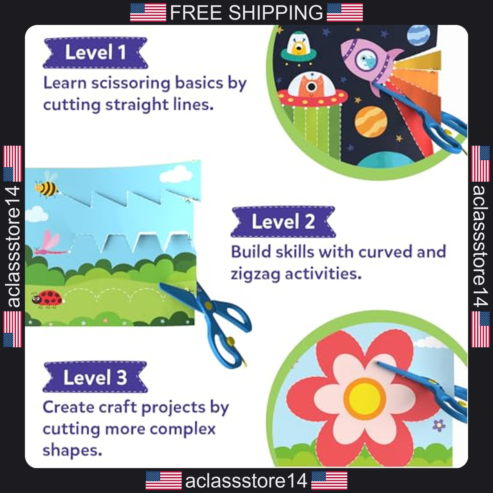 Skillmatics scissors activity book for preschoolers with 2 child-safe scissors