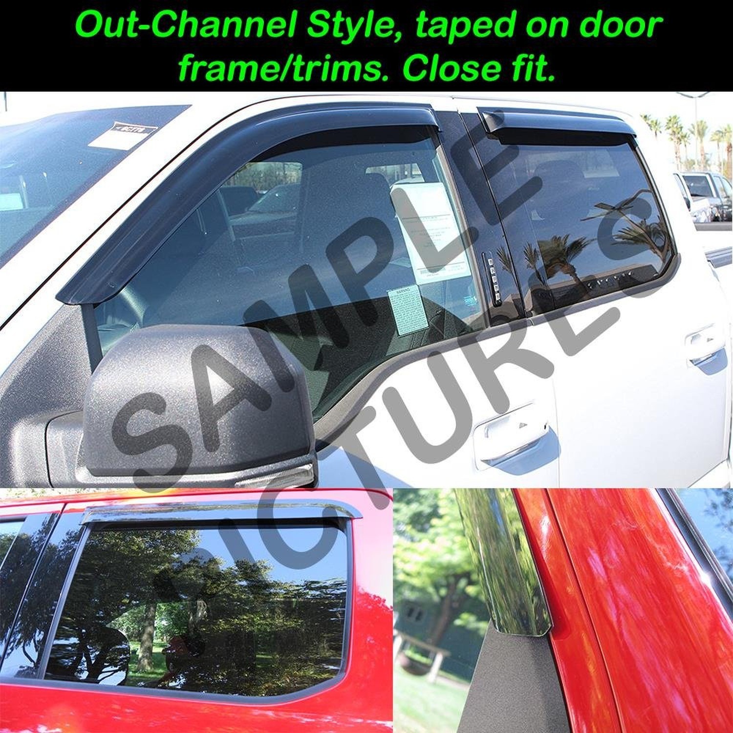 Smoked Out-Channel Window Vent Guard Rain Visors for 2010-2016 Ford Taurus