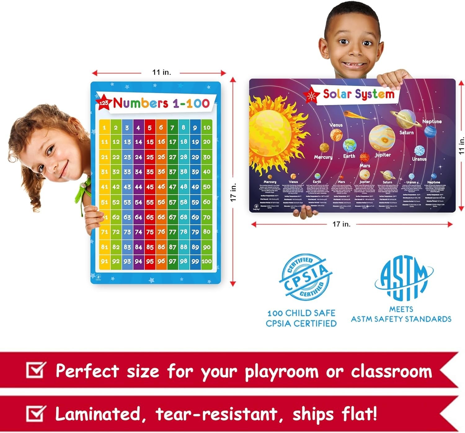 Engaging 32-Pack of 59 Learning Posters for Kids – 17×11, Classroom Essentials