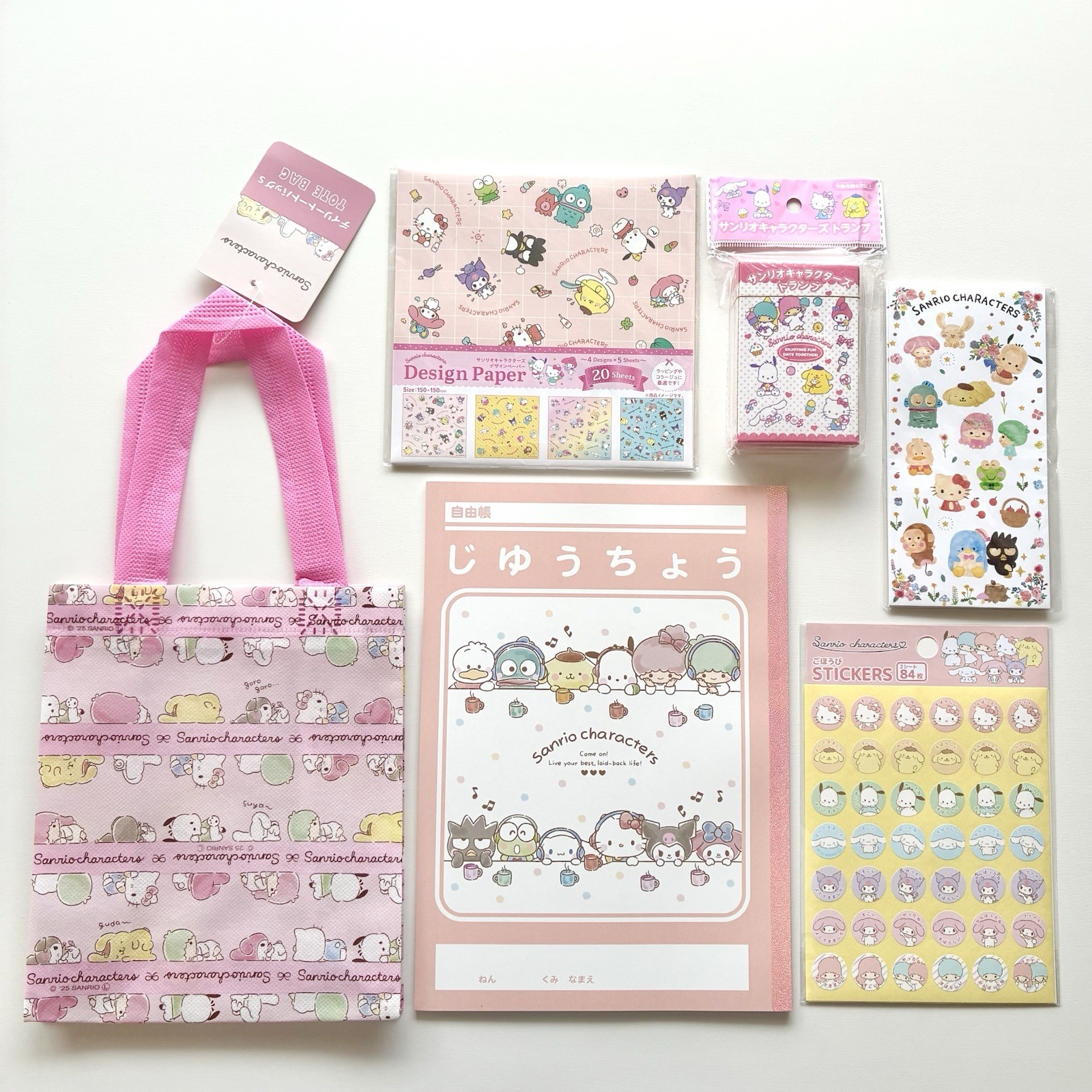 Sanrio Playing Cards Set Reward Stickers Tote Bag Design paper Activity Japan