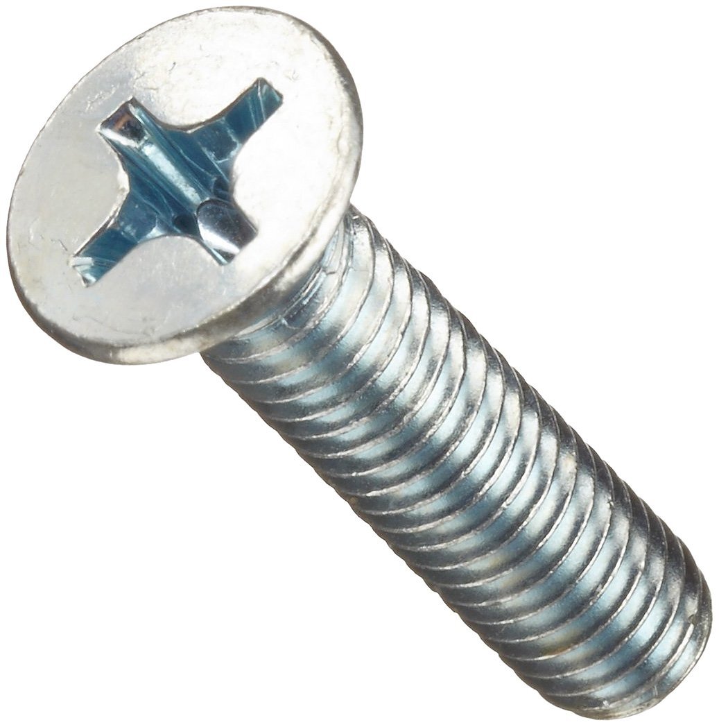 Small Parts Steel Machine Screw, Zinc Plated Finish, Flat Head, Phillips Drive,