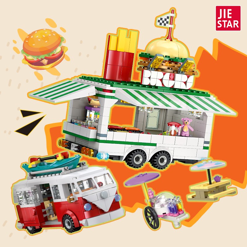 City Hamburger Fast Food Truck Building Block Set
