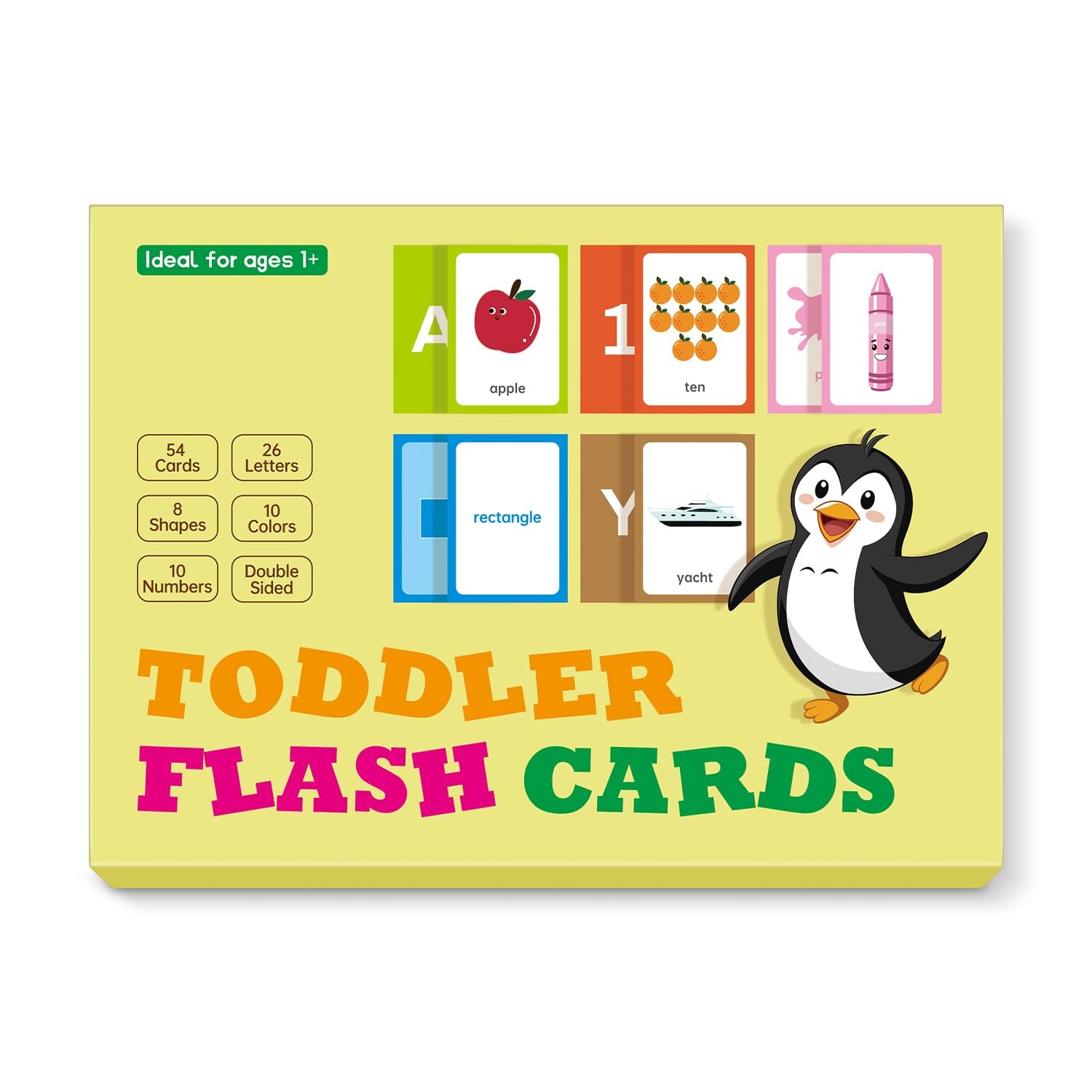 Flash Cards for Toddlers 1-3 Alphabet ABC Flash Cards,Letter Number Animal Shape