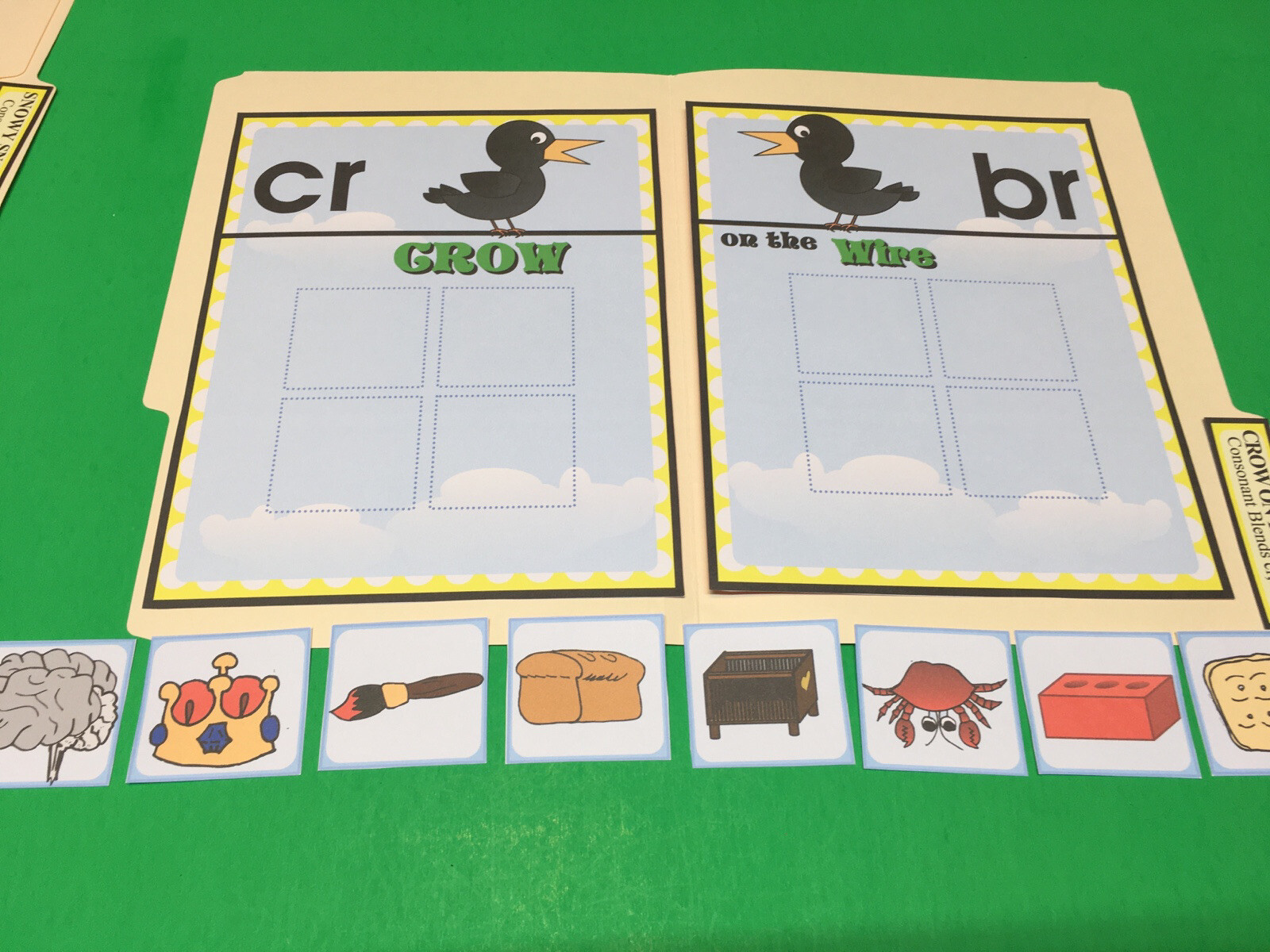 Crow On The Wire – Phonics Cr / Br – DIY File Folder game – Printed / Uncut