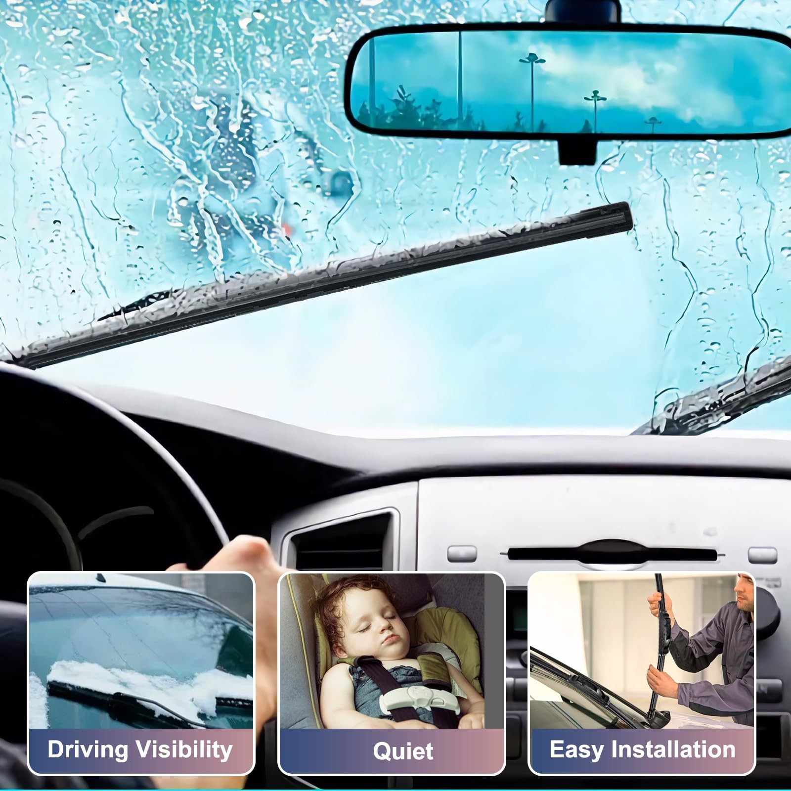 3Pcs Windshield Wiper Blades for Jeep Liberty 02-07,Mazda Tribute 01-07,Origi…
