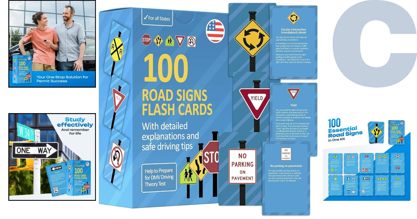 Comprehensive Road Sign Flash Cards – Includes Safe Driving Tips & Handbook