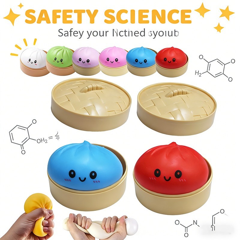 Large Dumpling Stress Ball Colorful Squishy Bun Sensory Kids Toy Anxiety Relief