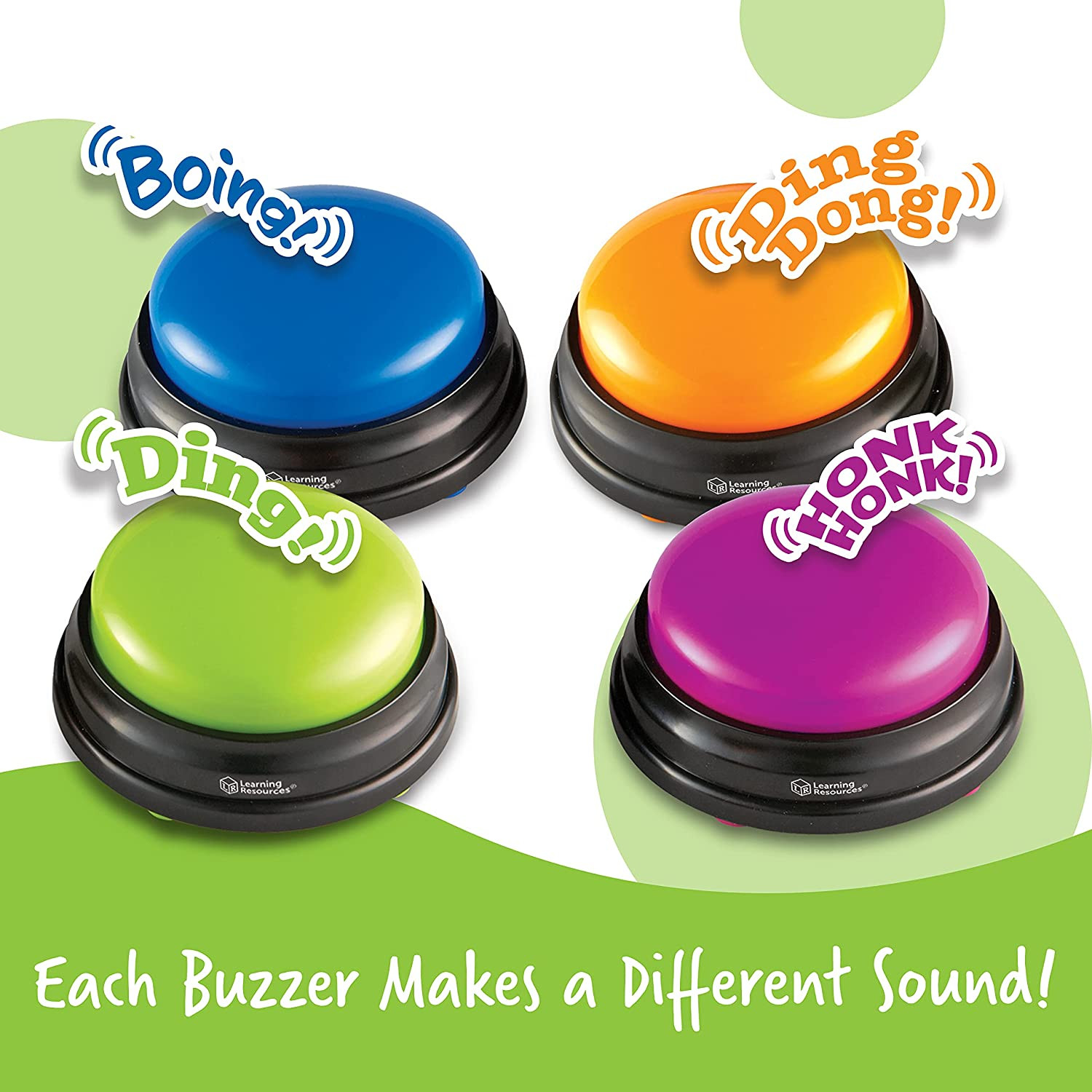 Learning Resources Answer Buzzers – Set of 4, Ages 3+ Assorted Colored Buzzers,