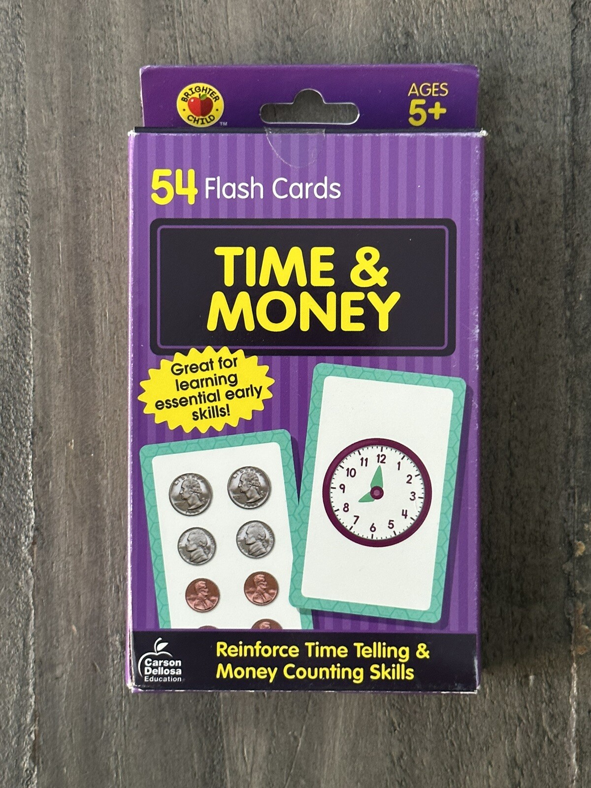 Brighter Child Time & Money 54 Flash Cards – Time Telling & Money Counting Skill