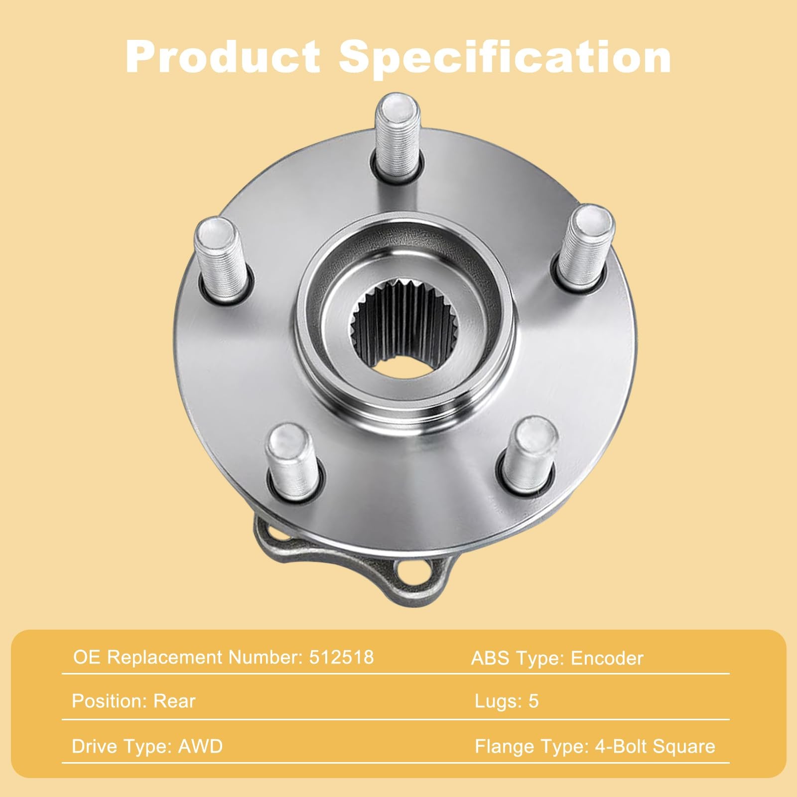 512518 2PC Rear Wheel Hub and Bearing Assembly for 2014-2018 Subaru Forester …