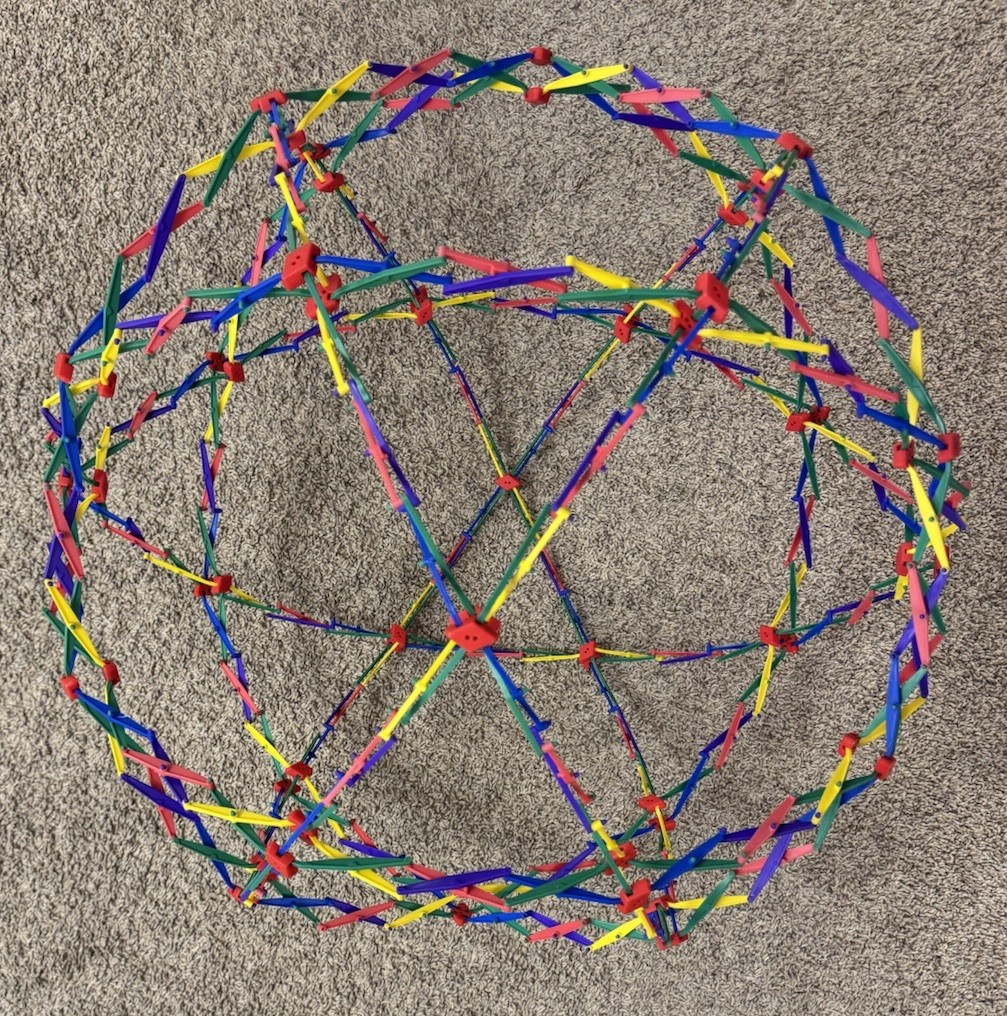 Vintage 90’s Charles Hoberman Expandable Sphere 10″ to 30” Toy Ball Retro Colors