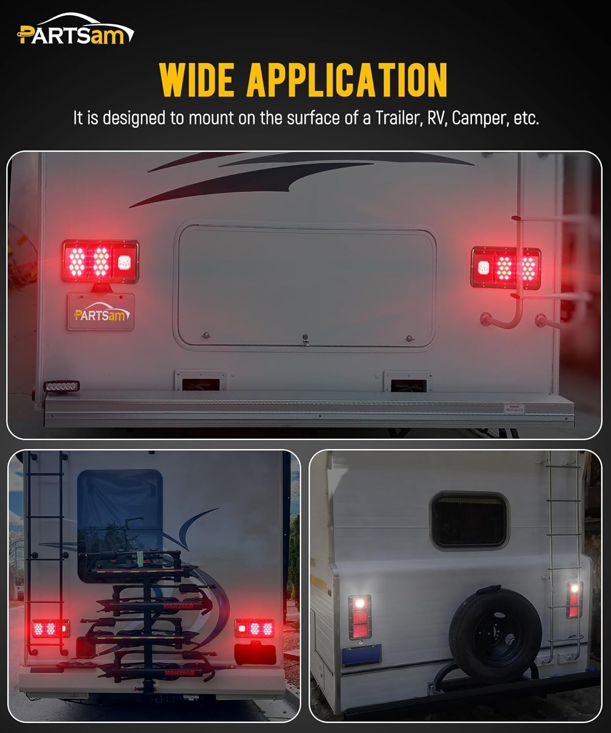 2Pcs , Rectangle Vertical or Horizontal Mount LED Trailer Camper RV Tail Ligh…