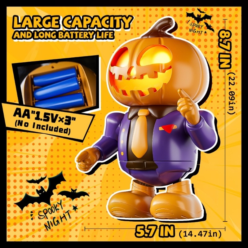 Dancing Skeleton Toy Robot Pumpkin Swinging Skeleton For Halloween Party