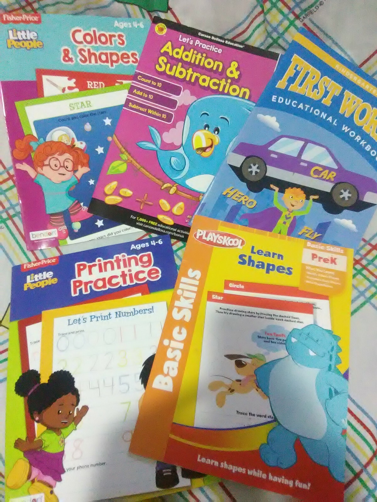 Pre K Homeschool Workbooks Addition, First Words, Printing, Colors & Shapes