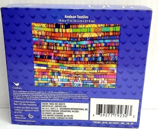 300PC PUZZLE JIGSAW SET ANDEAN TEXTILES COLORFUL YARN THROWS BLANKETS SEW WOOL