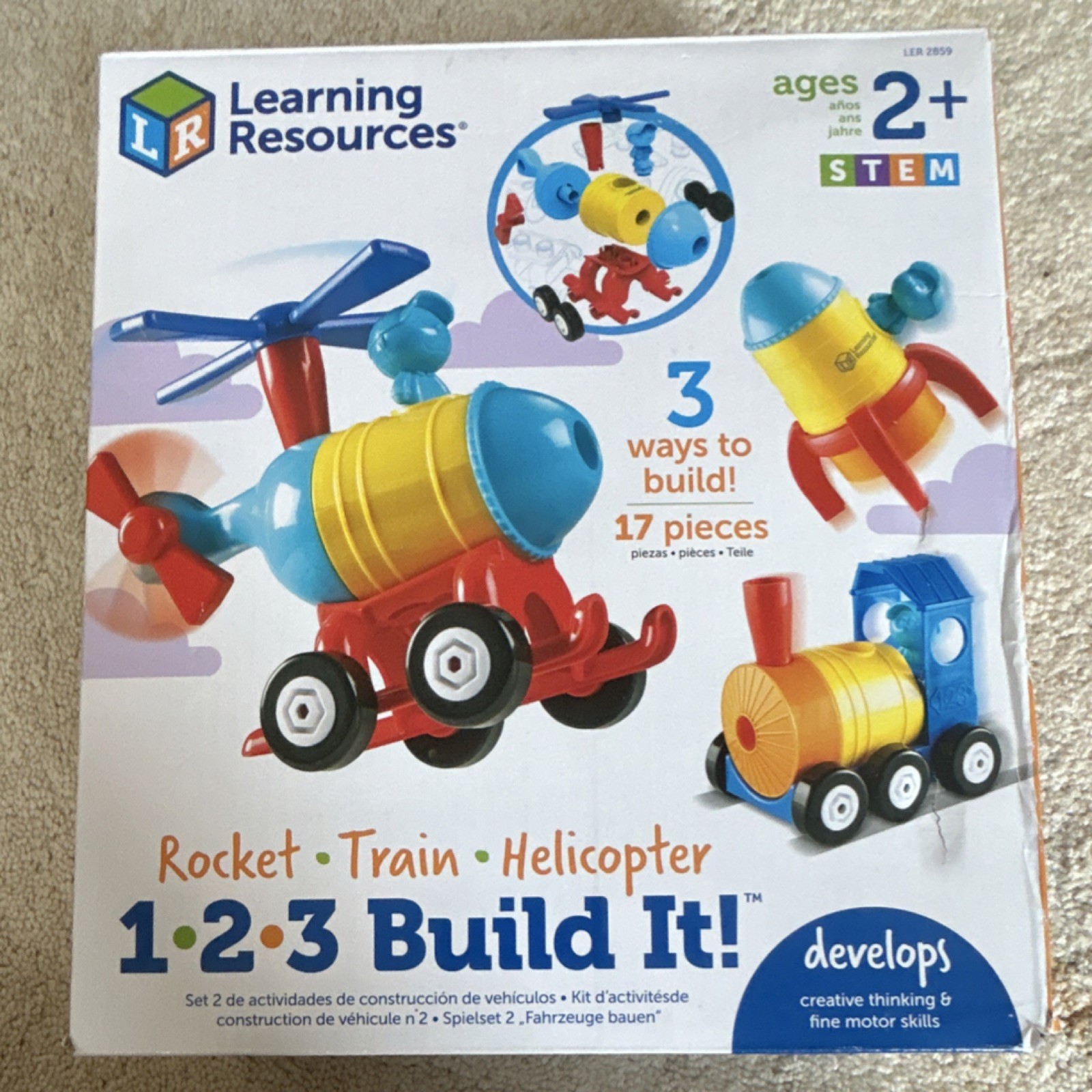 Learning Resources 1 2 3 Build It Rocket Train Helicopter STEM Building Toy