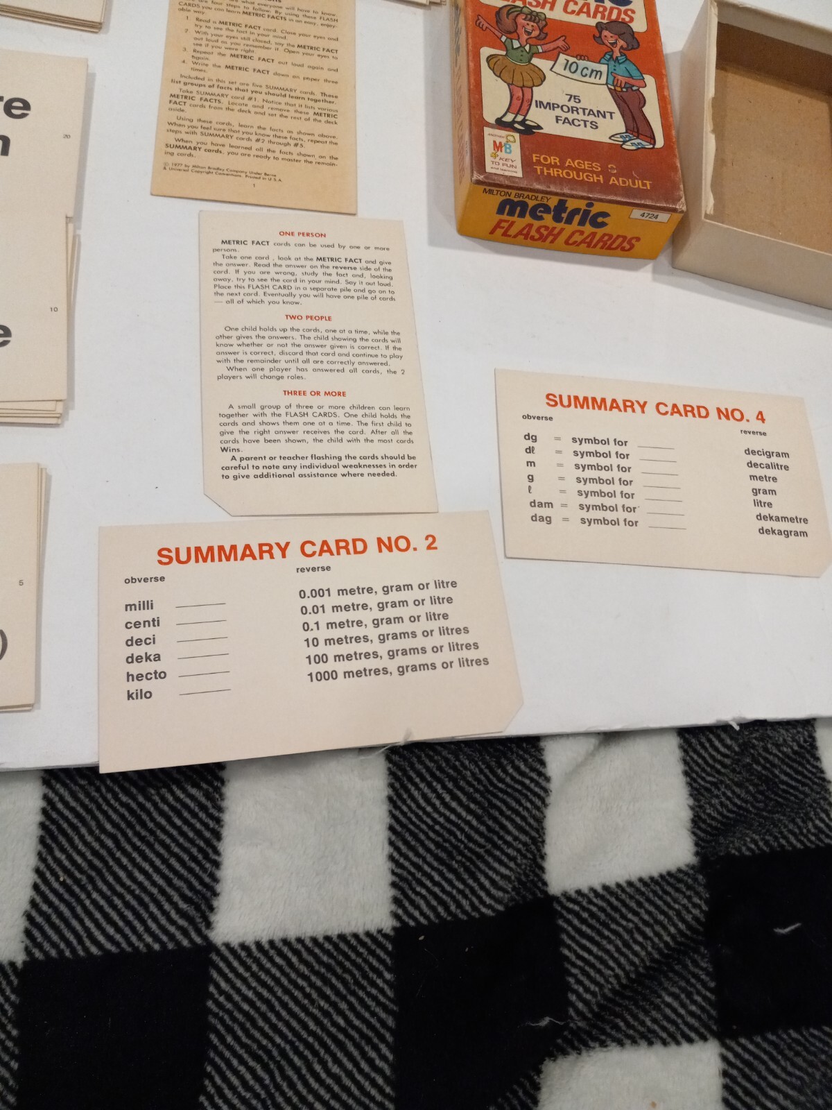 Vintage Milton Bradley Metric Flash Cards 1977