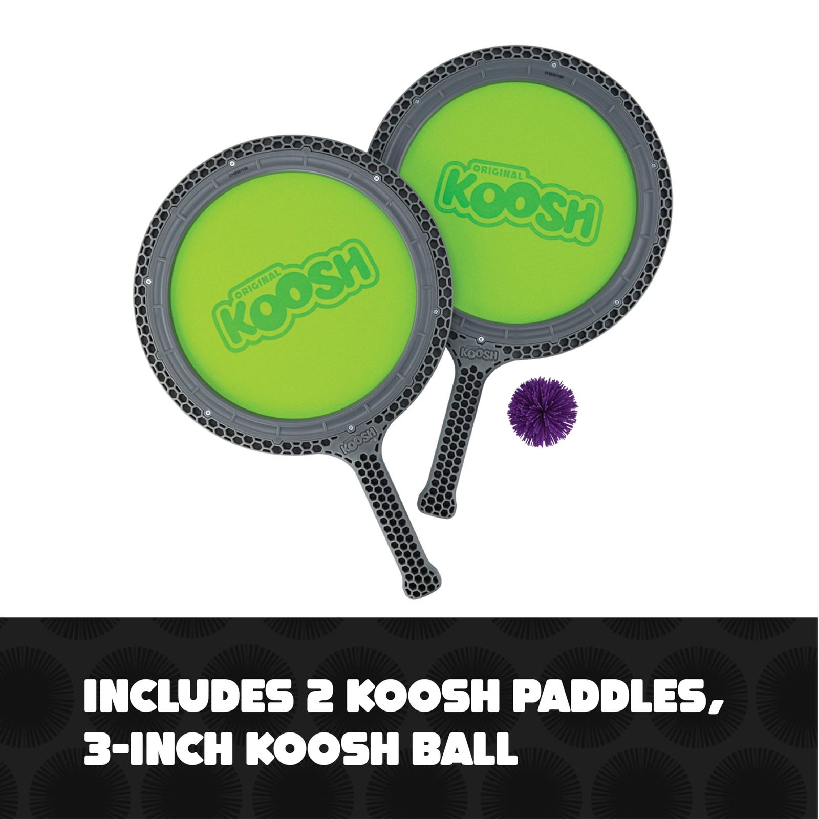 Koosh Double Paddle Playset — Paddles and Ball for Added 0, Green Gray