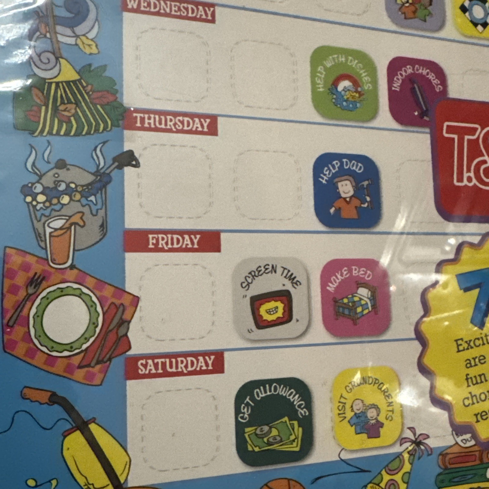 My Responsibility Chore Reward Chart Wood Magnetic T.S. Shure 14.5″x20″ New