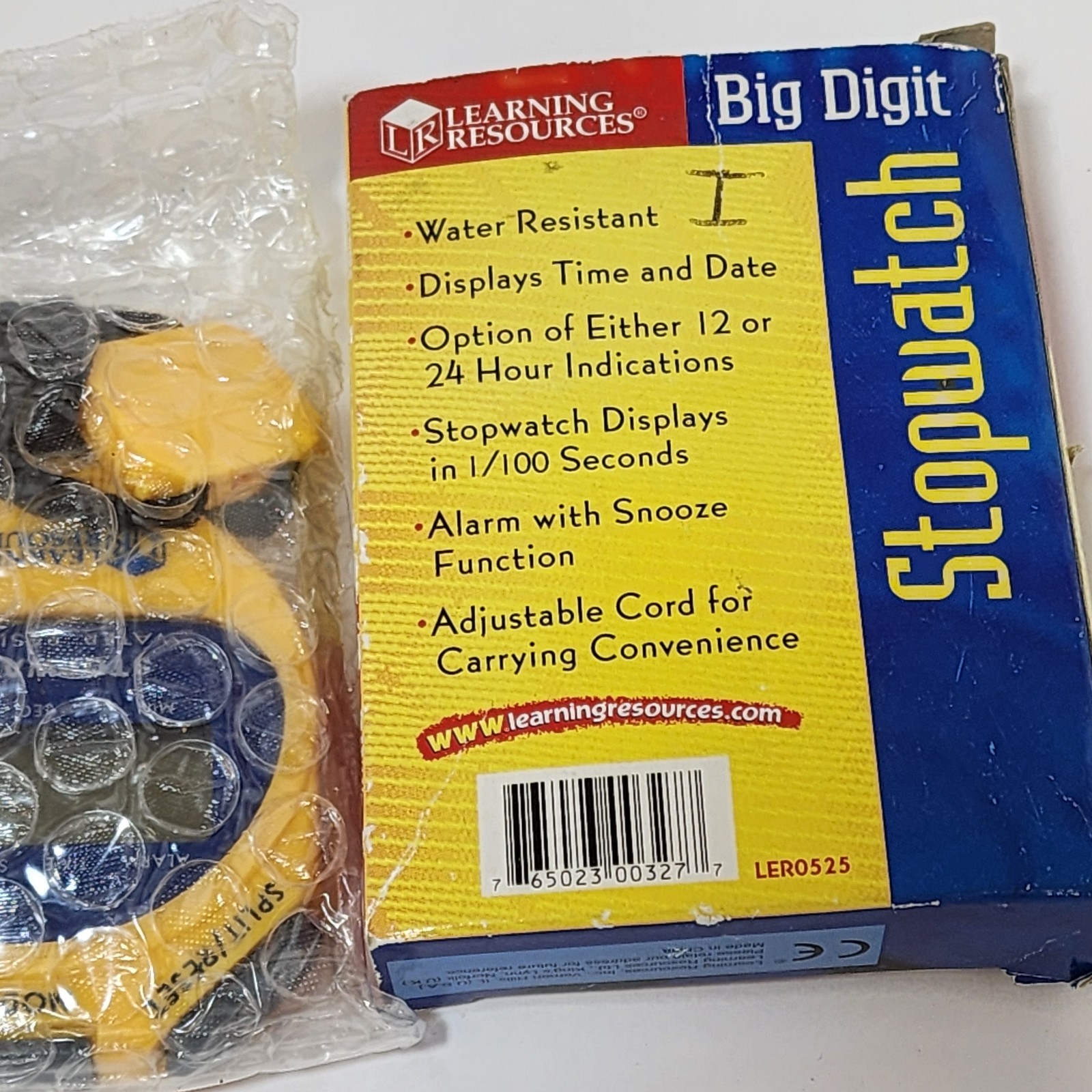 Learning Resources Stopwatch Big Digit Waterproof 1/100 Second Alarm Yellow