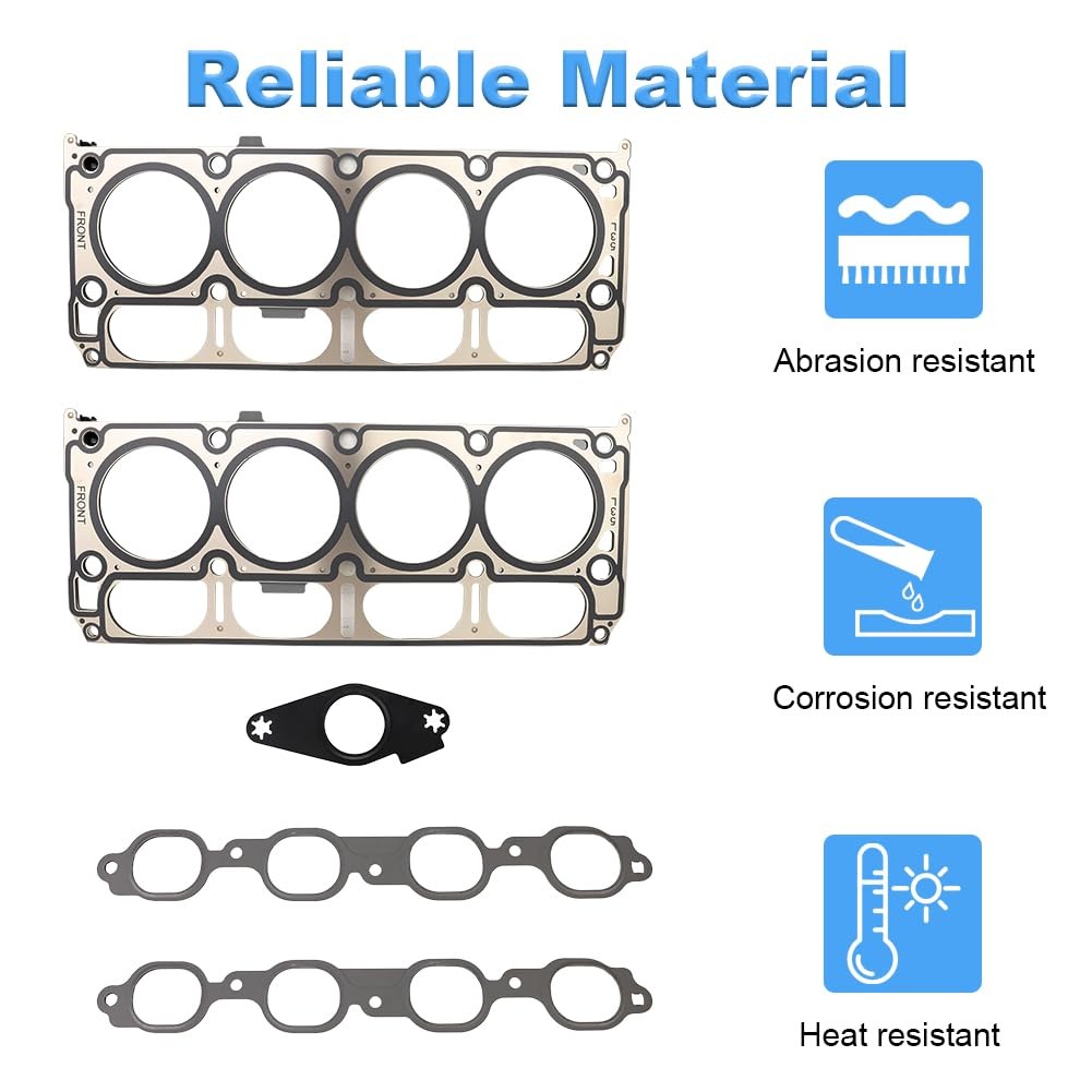 Cylinder Head Gasket Set with Bolts Compatible with GMC Sierra Yukon XL, Chevy