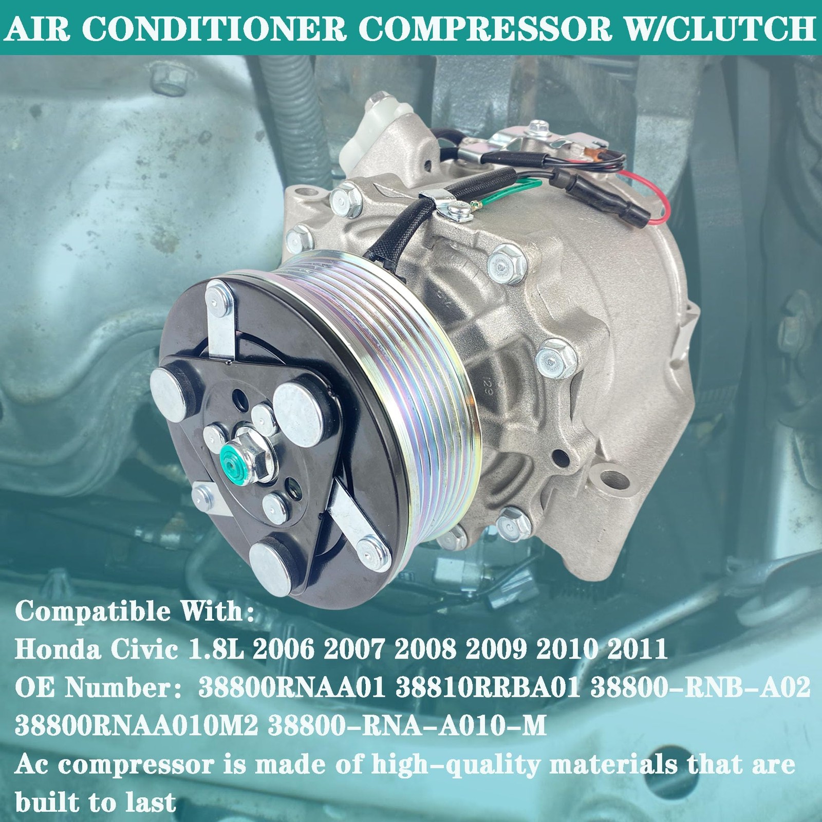 YzusGomumu Car AC Compressor Compatible with 2006 2007 2008 2009 2010 Black