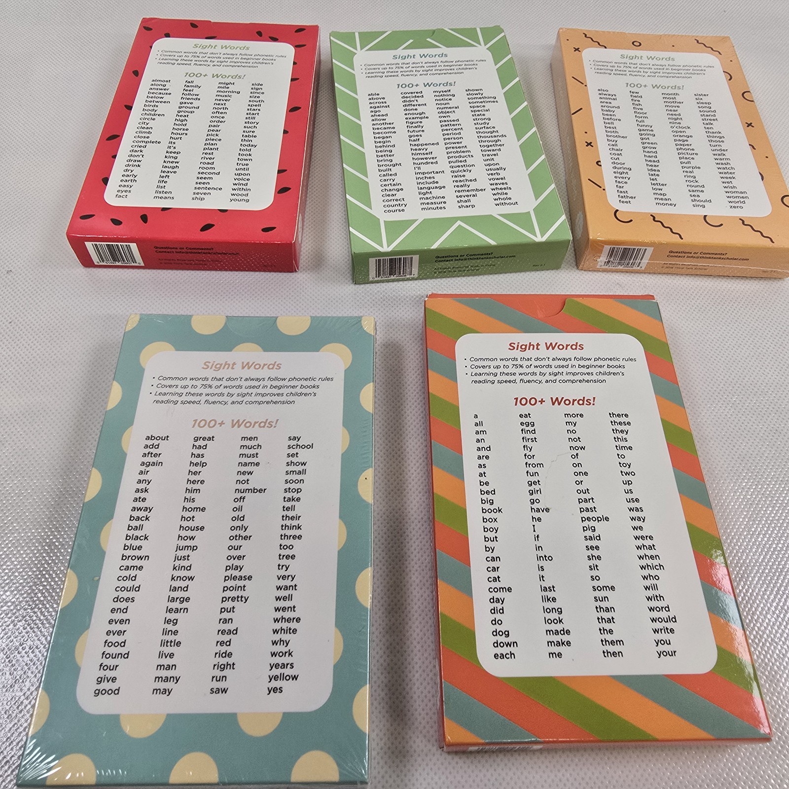 Think Tank Scholar Sight Words Flashcards Box Set of 5 520 Words Preschool-3rd G