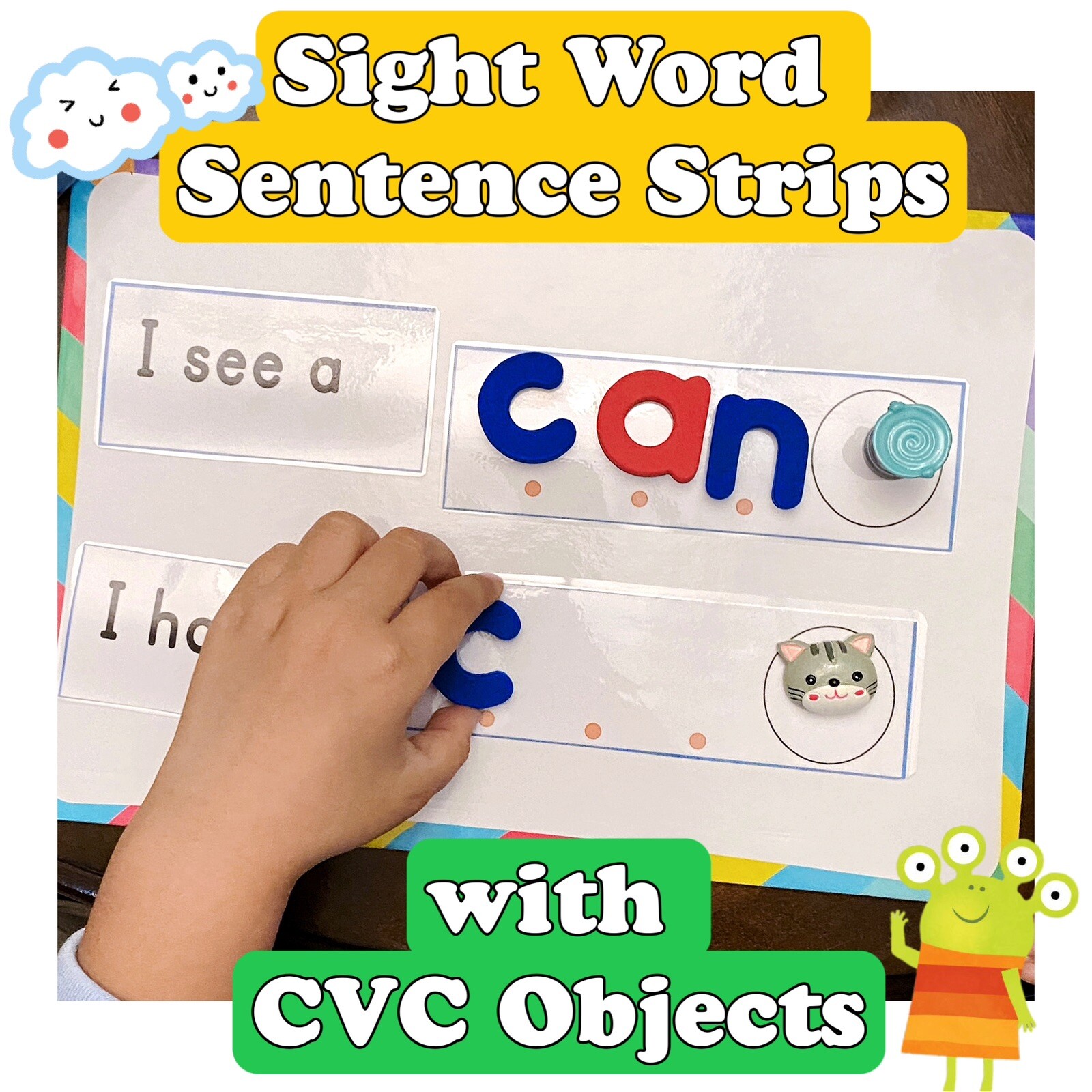 Sight Word Sentence Mastery Read Build Find CVC Short Vowels Mini Objects Game