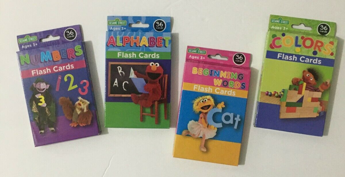 Kids Sesame Street Flash Cards Choose Words-Numbers-Colors-Alphabet Ages 3+ NEW