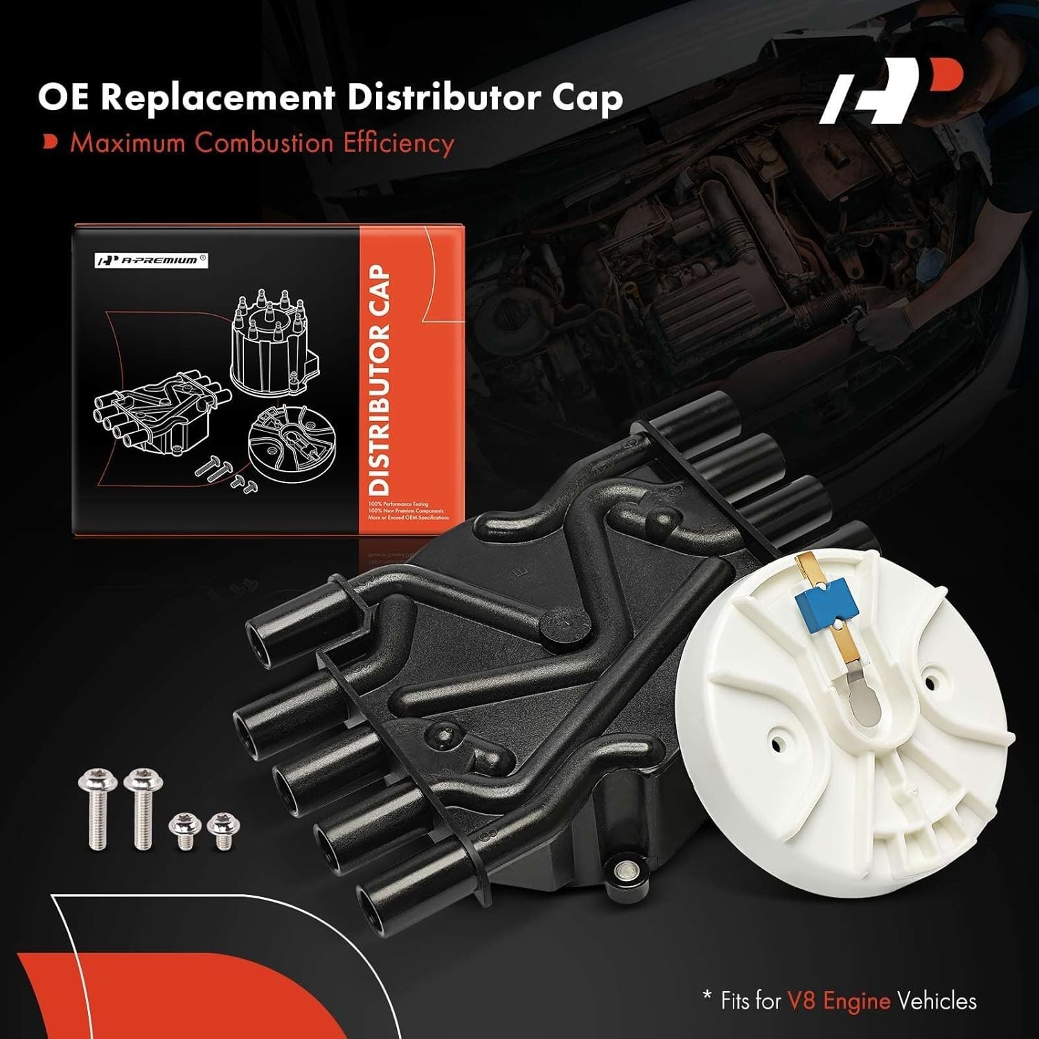 A-Premium Ignition Distributor Cap Compatible with GMC, Chevy & Cadillac Vehicle