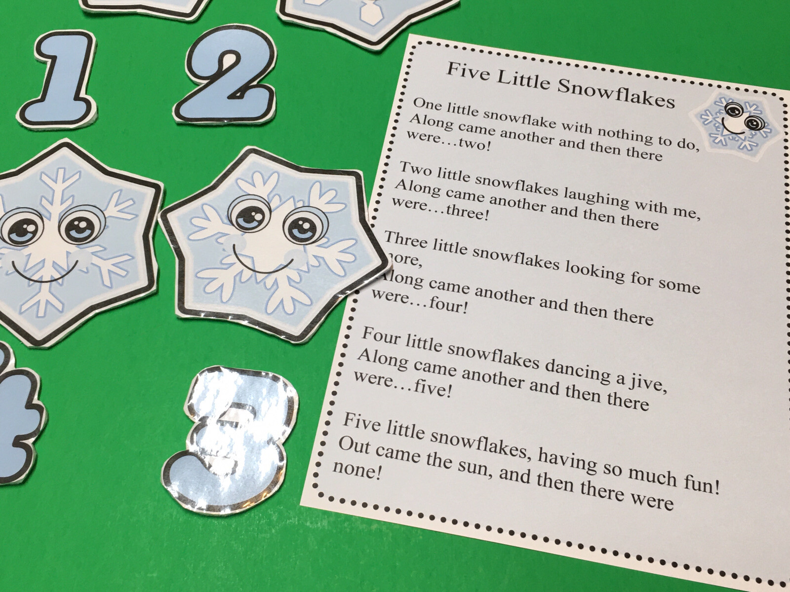 Five Little Snowflakes Precut Flannel / Felt Board Figures Set 11 pieces