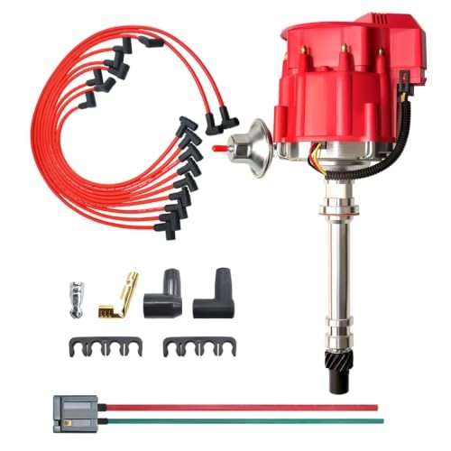 Racing HEI Distributor&Spark Plug Wires & Free Pigtail Wire Harness Combo Kit Re