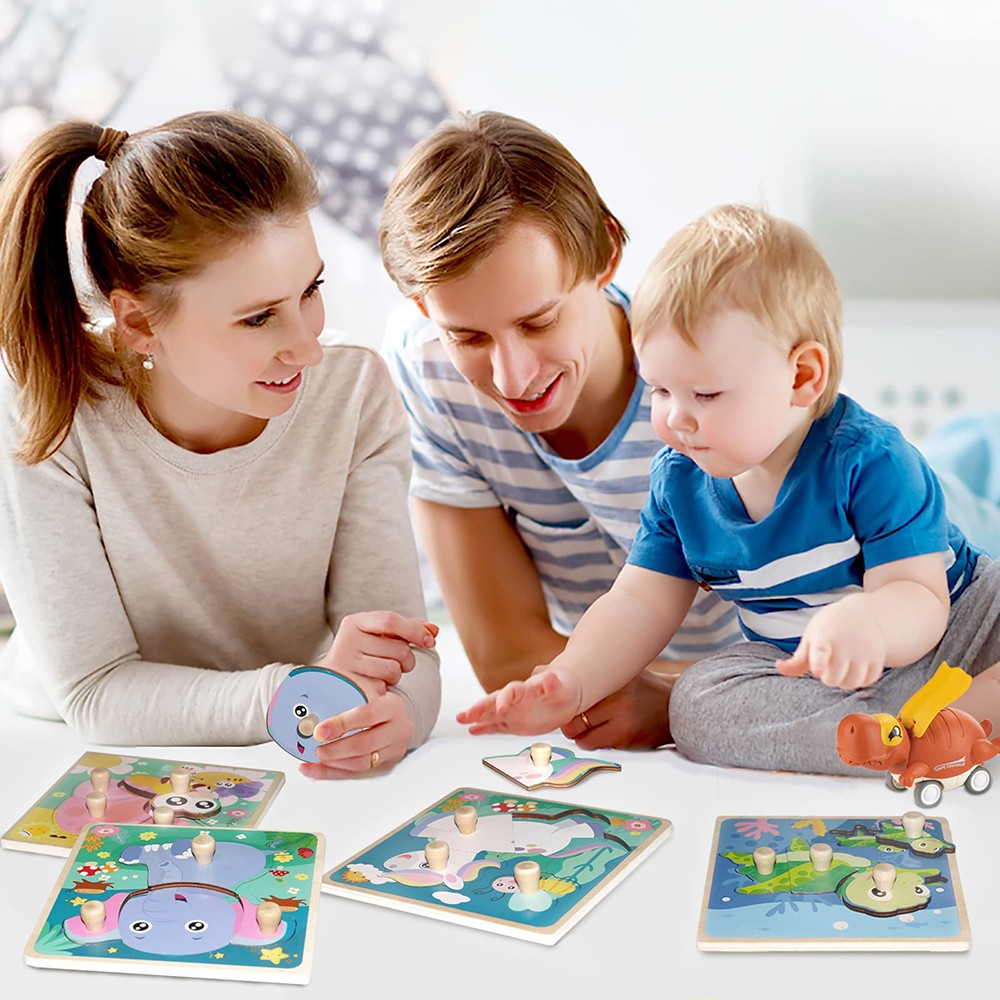 4 Pcs Wooden Toddler Puzzles Puzzles Gifts Toys Kid Learning Educational Toys
