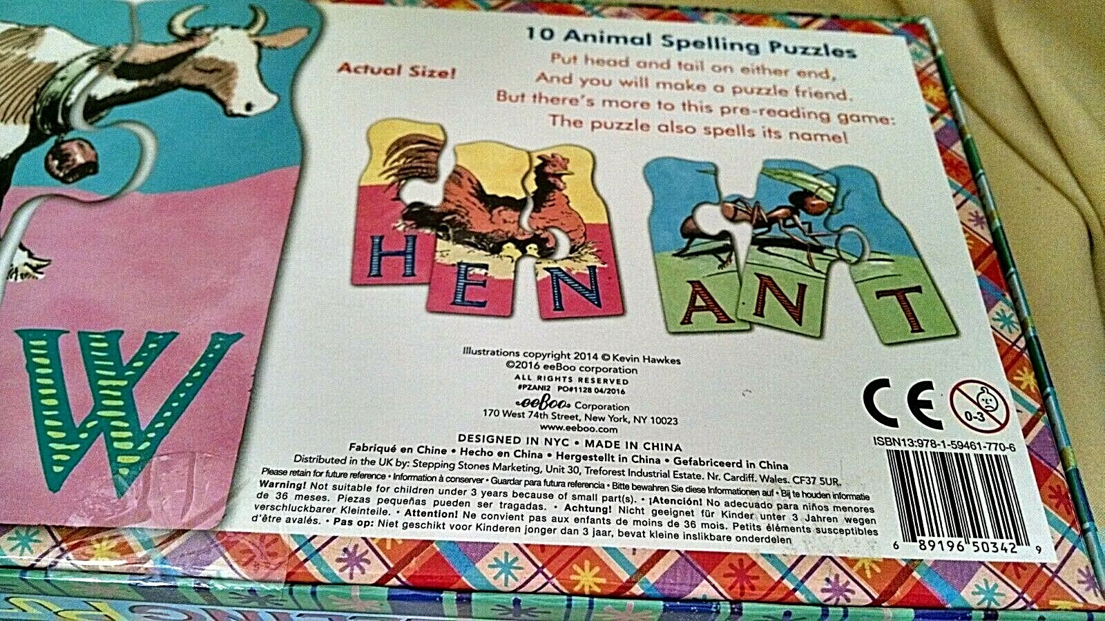 Spelling Puzzles New eeBoo Make Animal Spell Word Kevin Hawkes 2016 Qty 10