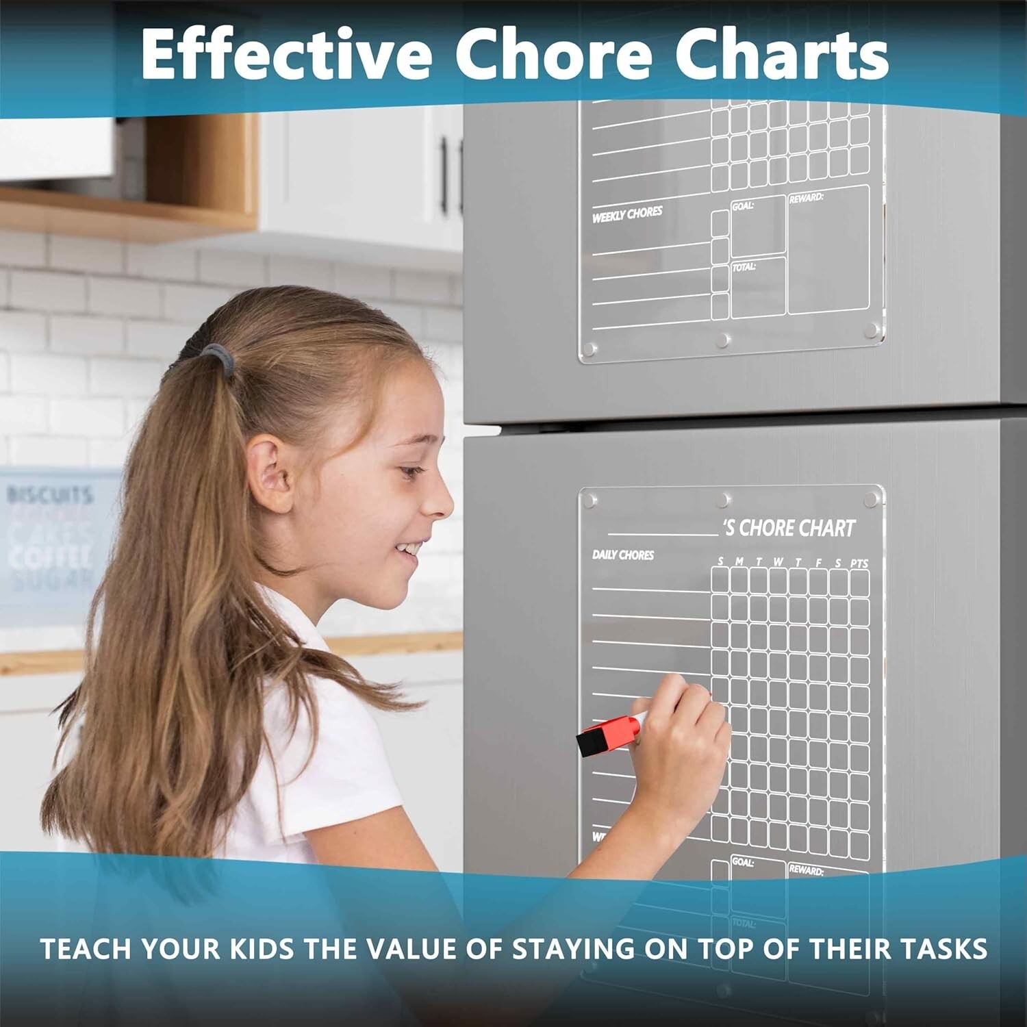 Acrylic Chore Chart 15×11 Magnetic Weekly Dry Erase Board for Kids Home Use