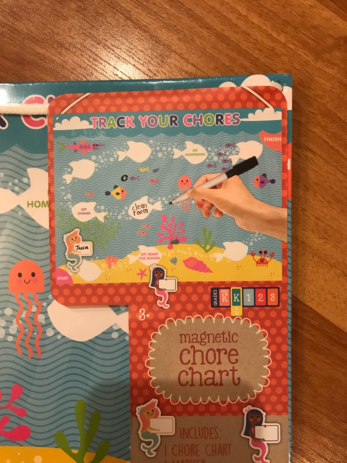 Kids Magnetic Chore Chart Dry Erase Mermaid track your chores (3pc) kindergarten