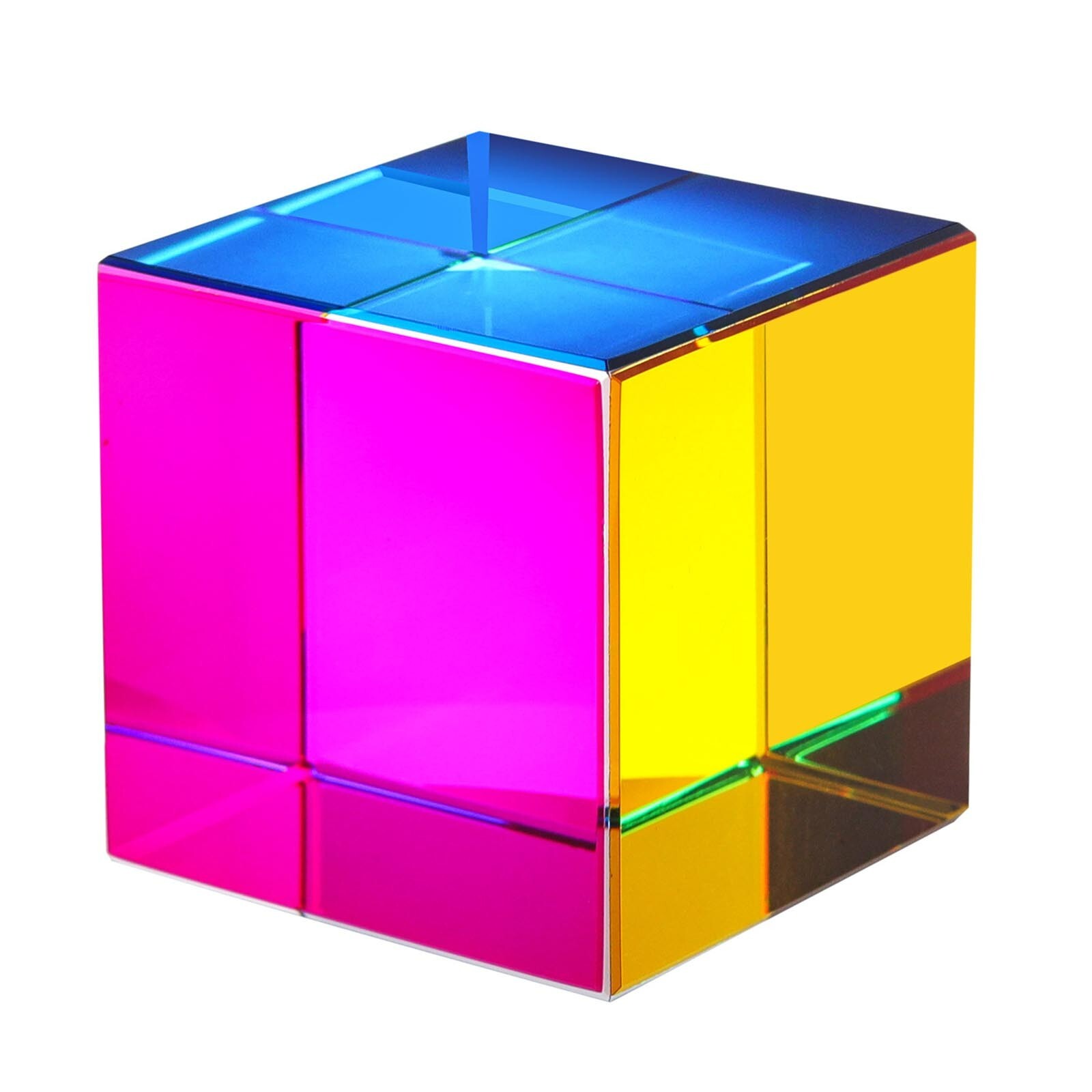 Rainbow Crystal Cubes Figurines Gifts Cube Glass Color Cube Prism for Home Decor