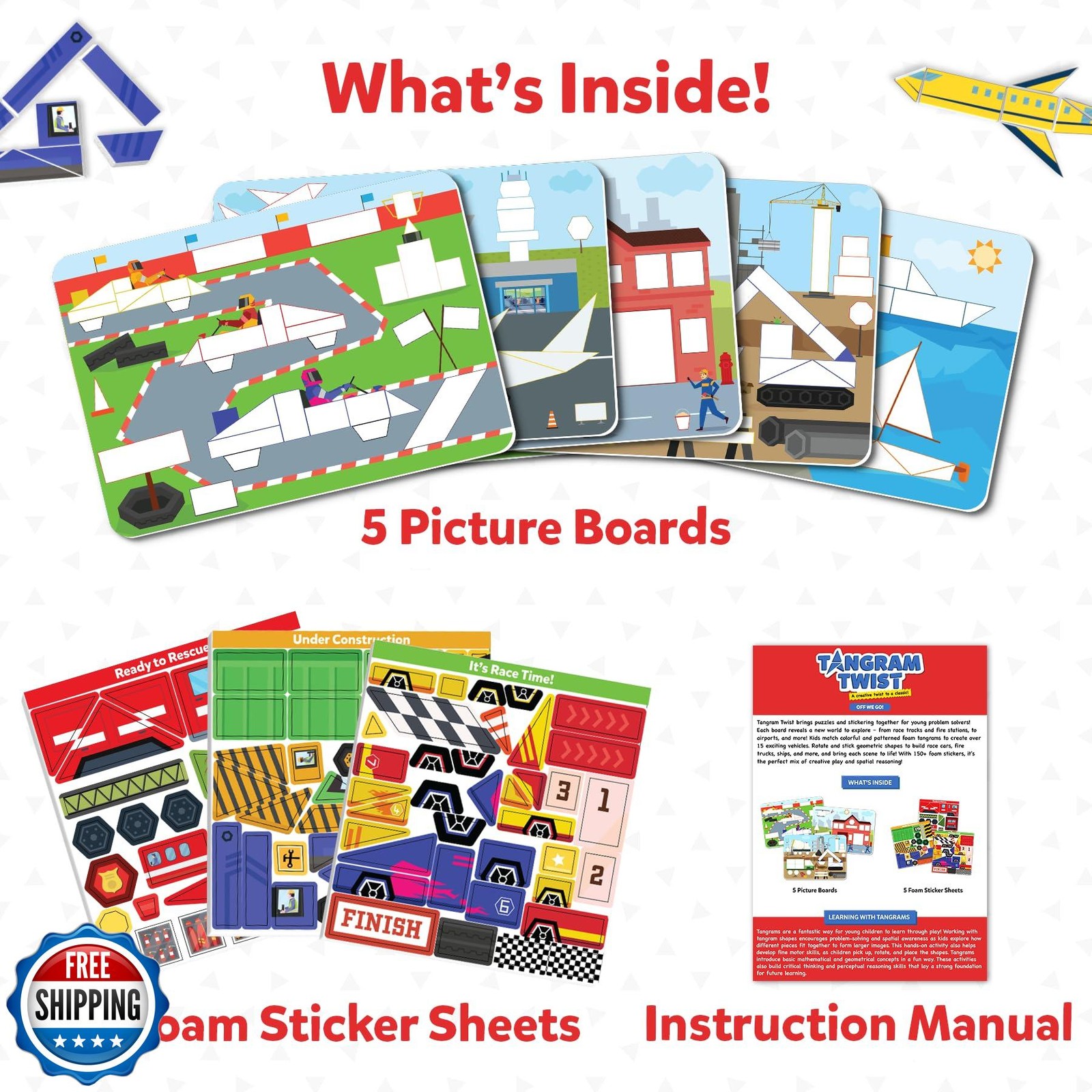 Skillmatics Tangram Sticker Puzzles – Educational Art and Craft Activity with