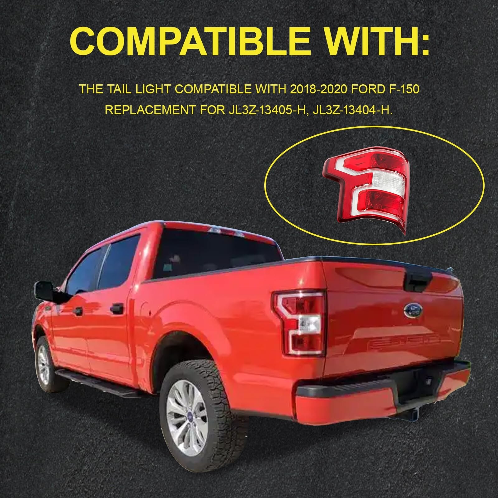 Tail Light Left Compatible with 2018-2020 Ford F-150 Taillights Replacement f…