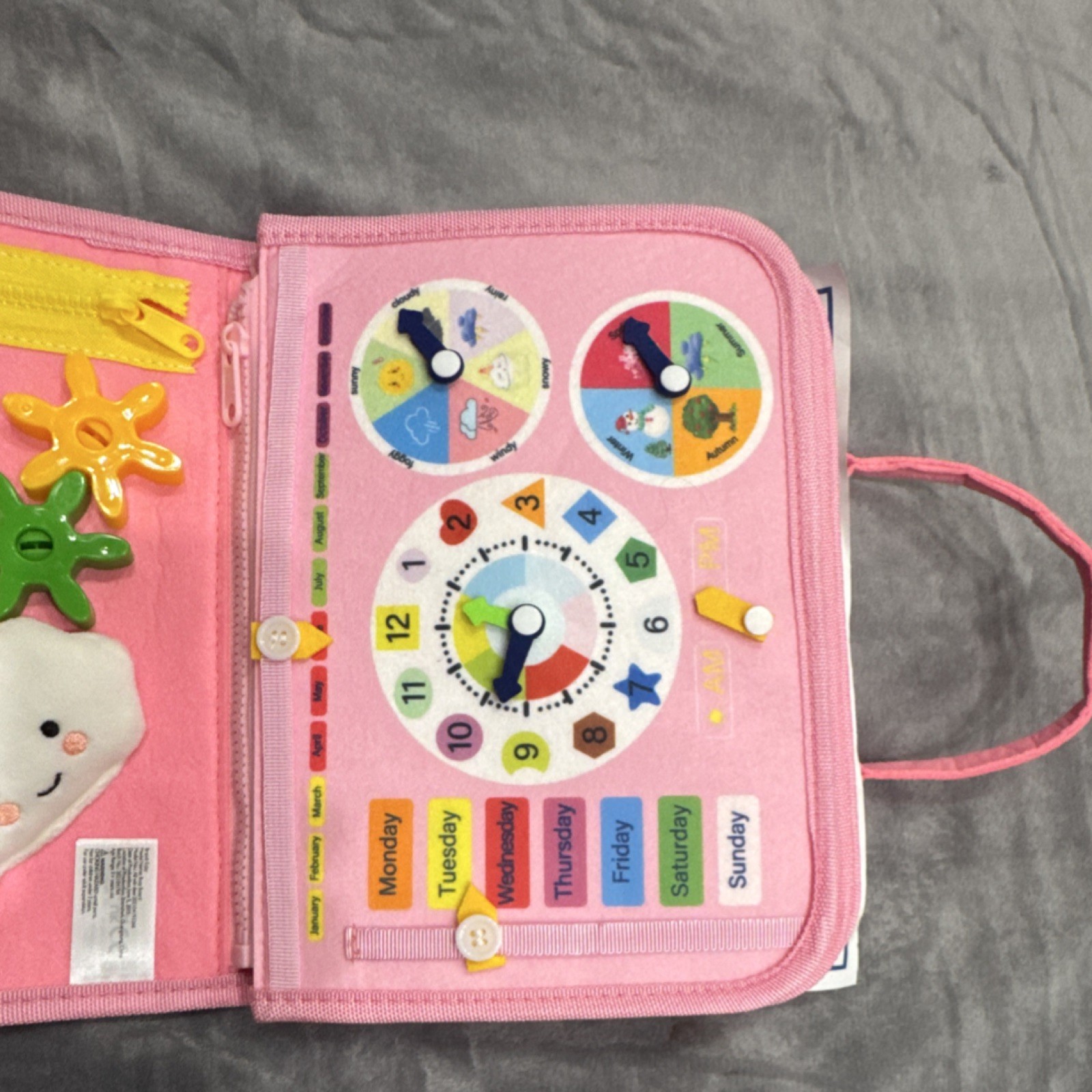 ESJAY Unicorn Busy Board Pink Toy for Kids Ages 3-7 Alphabet Numbers Shapes