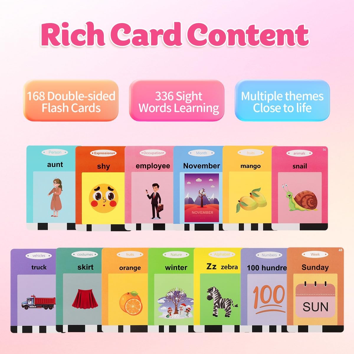 Toddler Toys Talking Flash Cards for 1-5 Years Old, 336 Sight Words Language …