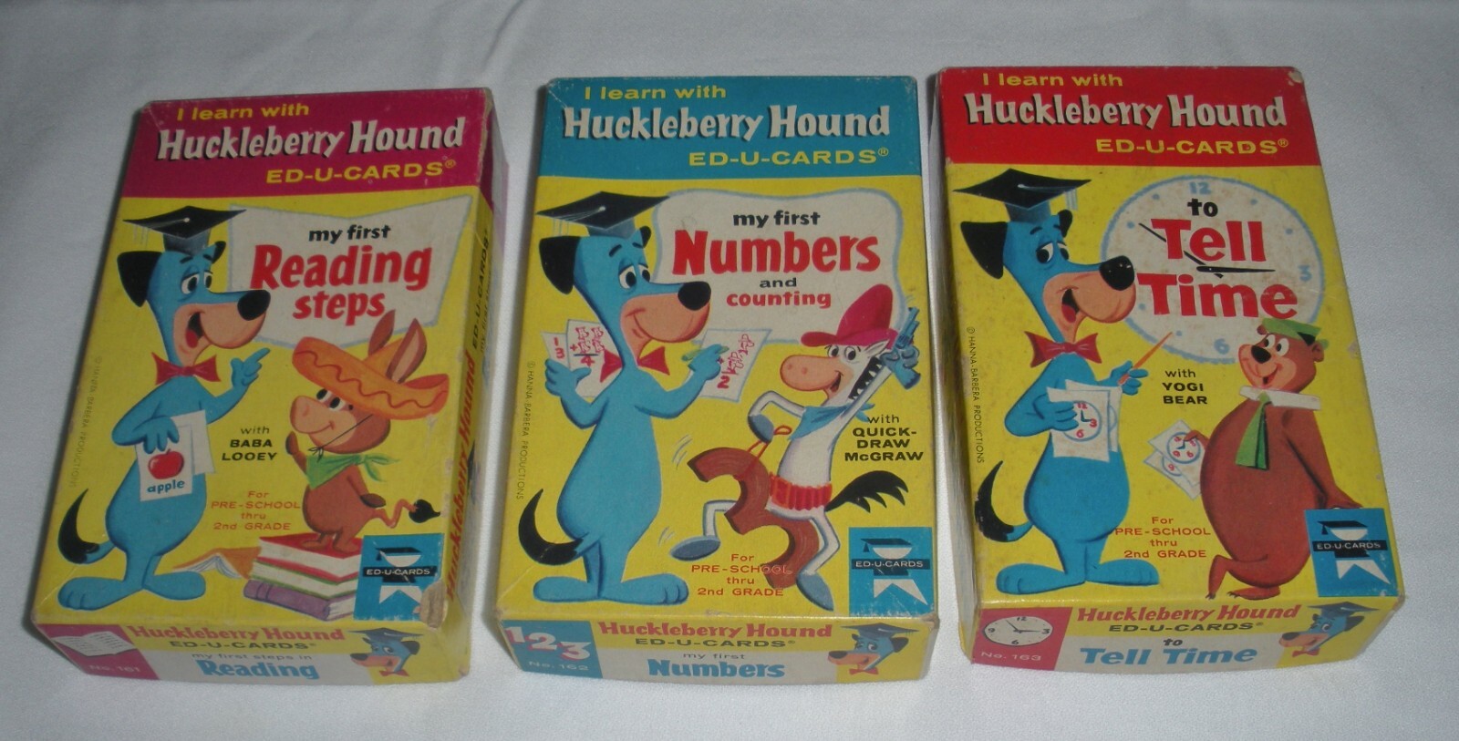 3 Sets 1961 Huckleberry Hound Ed-u-cards Game Look Unused