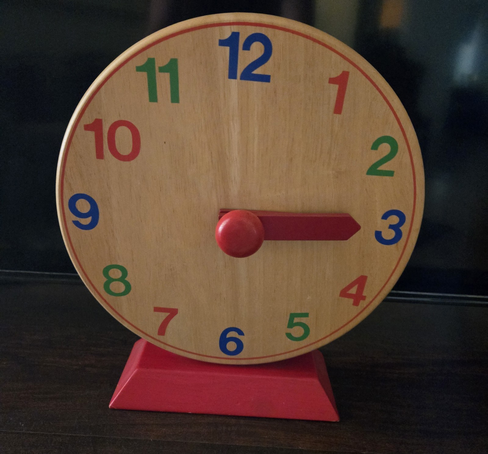Vintage IKEA Multicoloured Educational Tool Kids 12” Wooden Decorative Clock