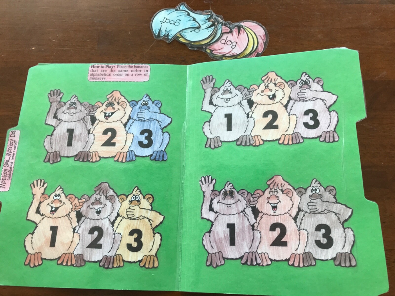 Monkey See Money Do! ABC order 1st grades language arts file folder game