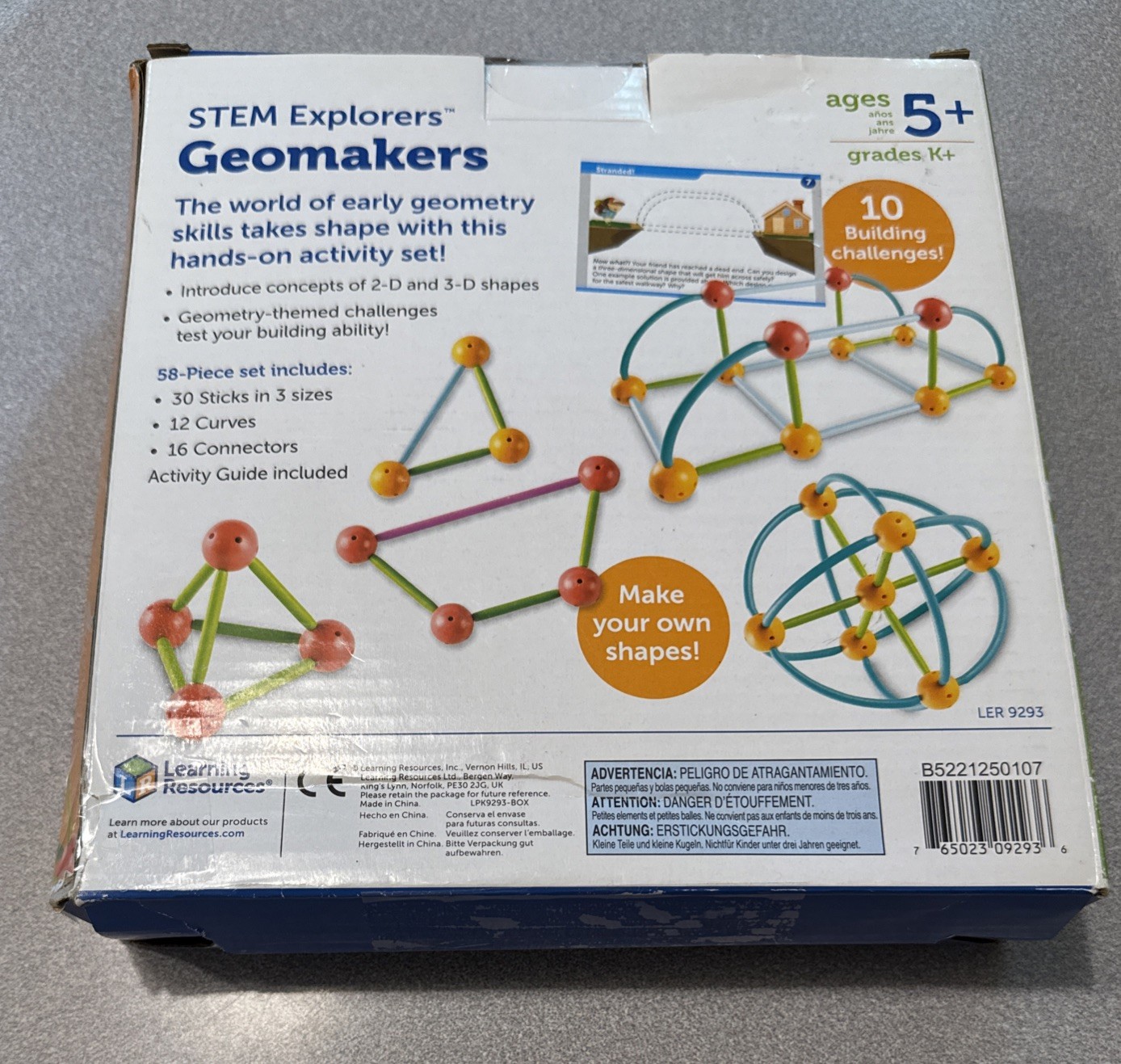 Learning Resources Stem Explorers Geomakers 58 Pcs Kids 5+ Toy 3D Building 9293