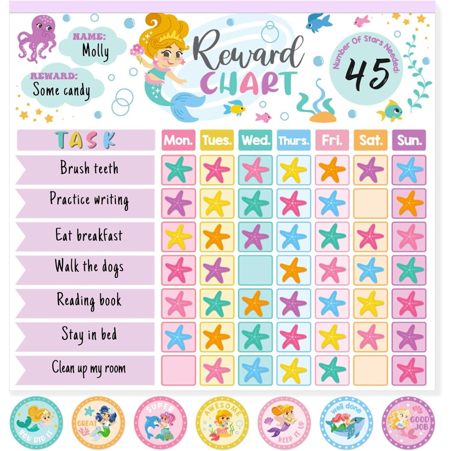 26pcs Reward Chart for Kids,Magnetic,1960 Star Stickers,56 Reward Stickers