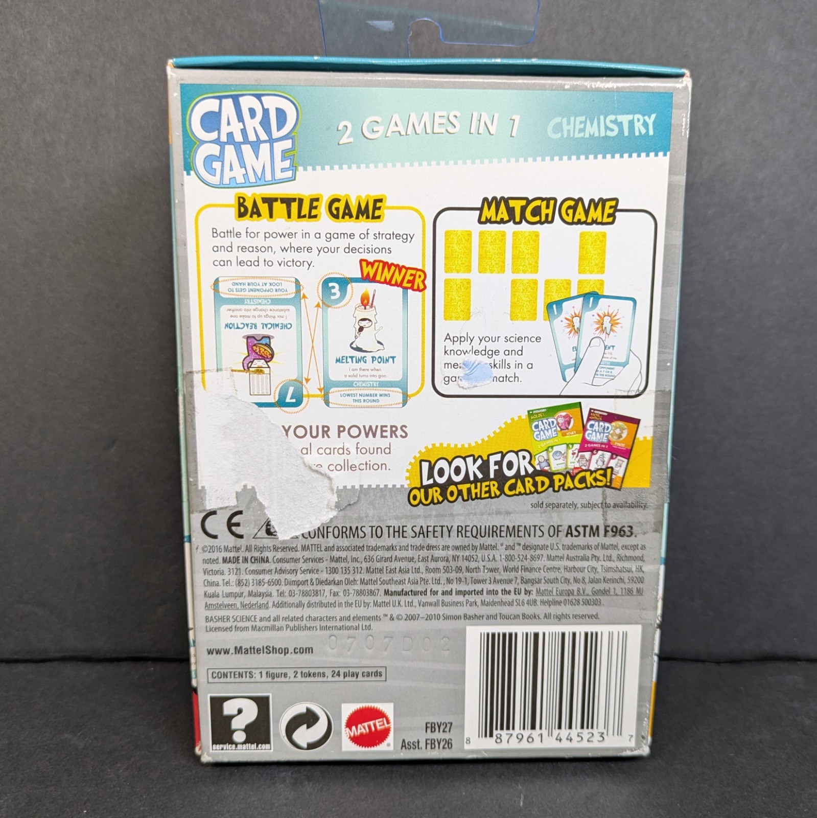 Basher Science Chemistry Card Game 2 Games in 1 Liquid Battle Match 2010 NEW
